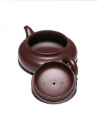 Wide Lid Flat Belly Purple Clay Tea Pot