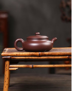 Wide Lid Flat Belly Purple Clay Tea Pot