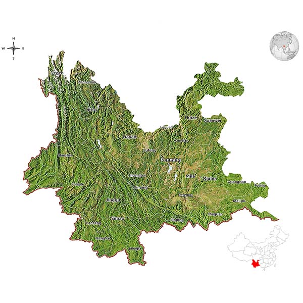 The geographical position of Yunnan