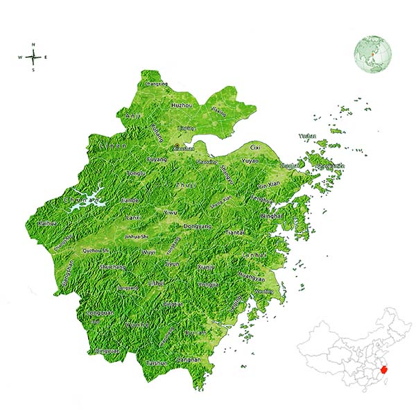 Map of Zhejiang, China